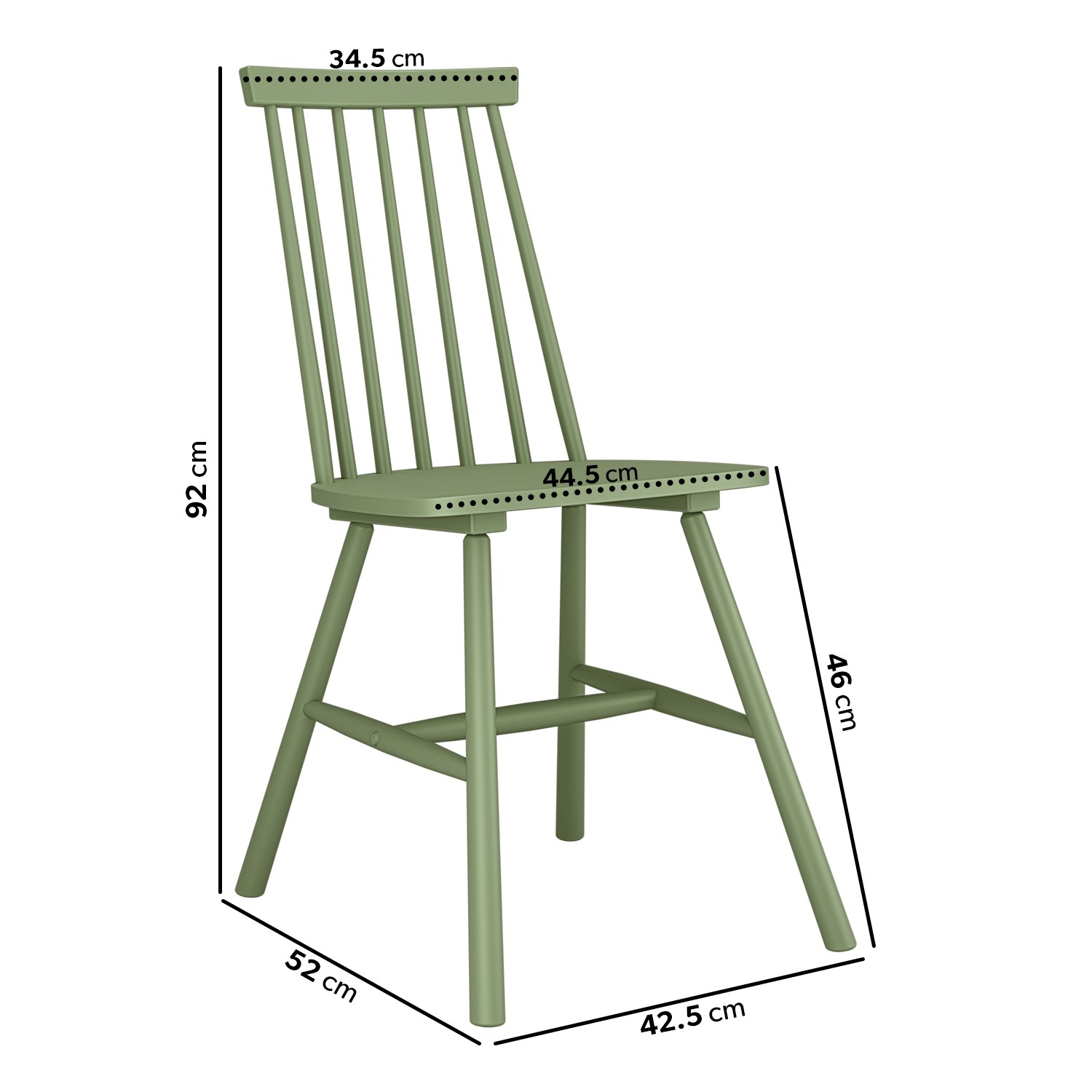 Read more about Set of 2 olive green wooden spindle back dining chairs cami